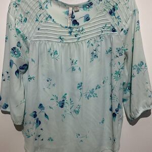 LC Lauren Conrad Women's Blue Pullover Pleated 3/4 Sleeve Blouse Size Small
